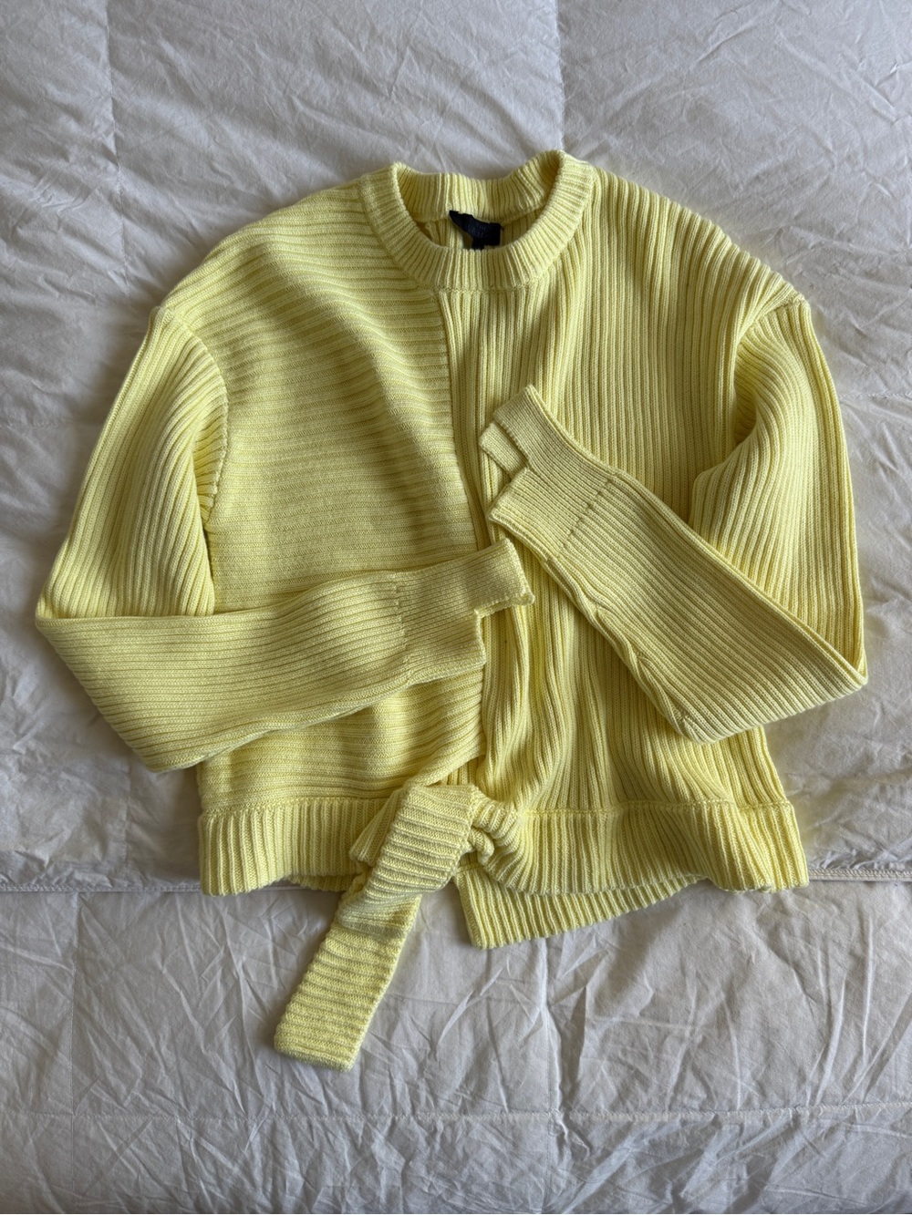 The Range Butter Yellow Rib-Knit Sweater with Tie